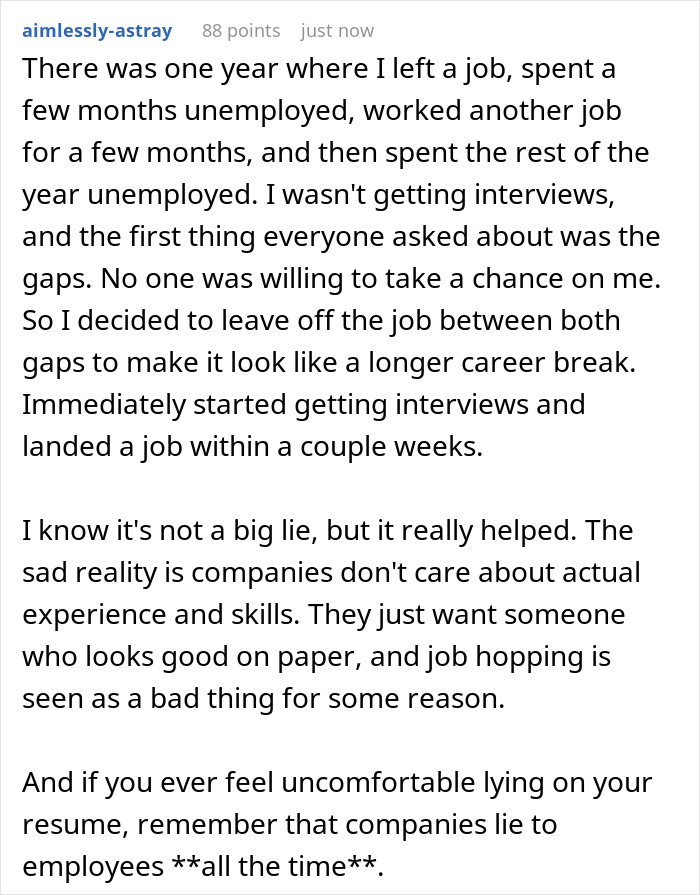 "Going To Lie On My Resume Forever": Person Worked Out How They Can Lie On Their Resume To Land Jobs 