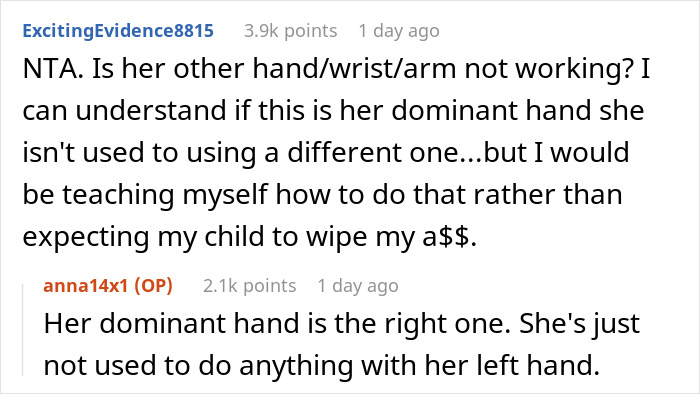 19 Y.O. Says No To Taking Care Of Mom Post Wrist Surgery, Asks If She’s A Jerk 19 Y.O. Says No To Taking Care Of Mom Post Wrist Surgery, Asks If She’s A Jerk