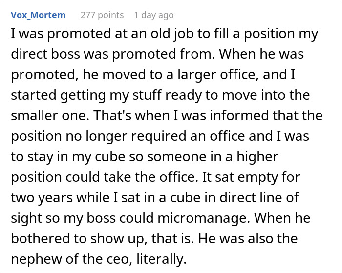 Worker Realizes How Lowly They’re Regarded After Getting Humiliated Over A Better Office Desk Worker Realizes How Lowly They’re Regarded After Getting Humiliated Over A Better Office Desk