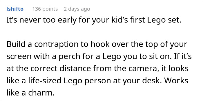 Boss Asks For Cameras To Be On And Full Engagement During Online Meets, One Worker “Delivers” Boss Asks For Cameras To Be On And Full Engagement During Online Meets, One Worker “Delivers”