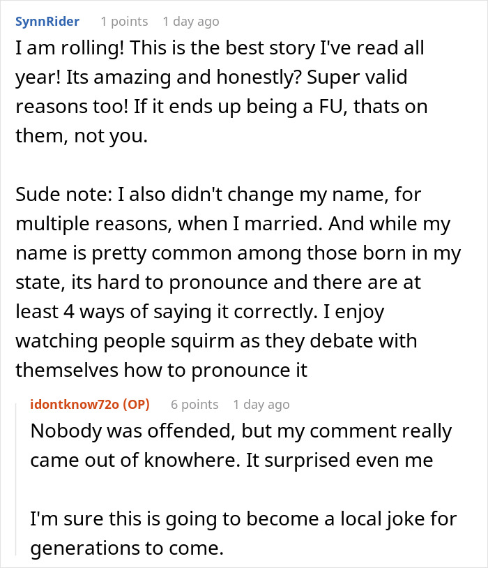 “You Could Hear A Pin Drop”: Wife Calls In-Laws’ Last Name ‘Boring’ Without Thinking Before Speaking “You Could Hear A Pin Drop”: Wife Calls In-Laws’ Last Name ‘Boring’ Without Thinking Before Speaking
