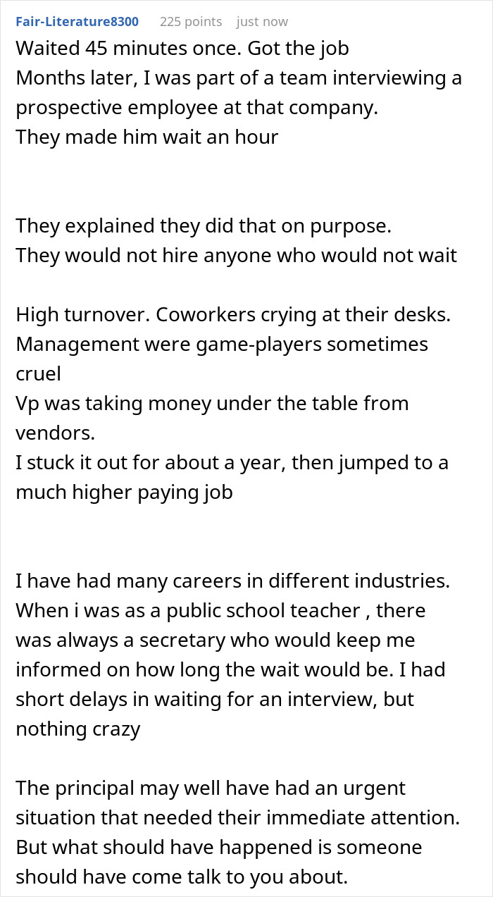 Educator Waits For 20 Minutes After Getting Summoned For An Interview And Then Leaves Educator Waits For 20 Minutes After Getting Summoned For An Interview And Then Leaves