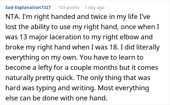 19 Y.O. Says No To Taking Care Of Mom Post Wrist Surgery, Asks If She’s A Jerk
