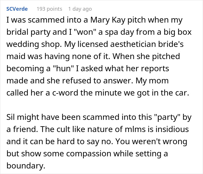 "My Life Was Ruined Because Of An MLM": Woman Livid At Hen Party After Guest Tries MLM Pitch "My Life Was Ruined Because Of An MLM": Woman Livid At Hen Party After Guest Tries MLM Pitch
