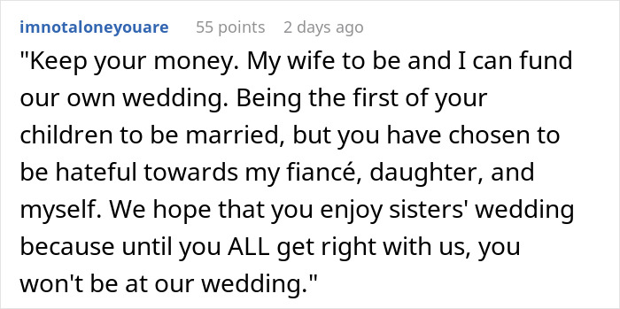 “Sister Wants My Wedding Because It Doesn’t Count As I’m Gay” “Sister Wants My Wedding Because It Doesn’t Count As I’m Gay”