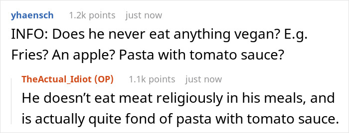 Husband Gets The Silent Treatment After Partner Finds Out The Dinner He Ate Was Vegan Husband Gets The Silent Treatment After Partner Finds Out The Dinner He Ate Was Vegan