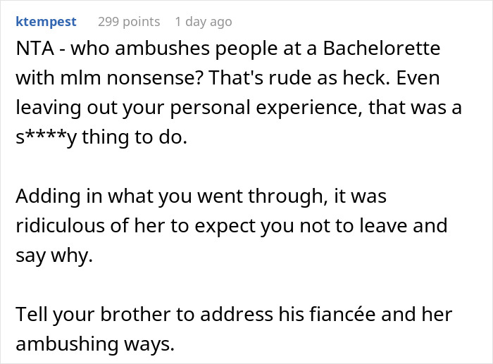 "My Life Was Ruined Because Of An MLM": Woman Livid At Hen Party After Guest Tries MLM Pitch "My Life Was Ruined Because Of An MLM": Woman Livid At Hen Party After Guest Tries MLM Pitch