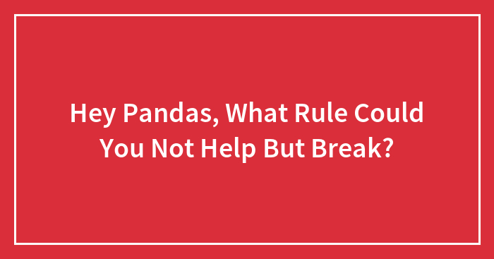 Hey Pandas, What Rule Could You Not Help But Break? (Closed)