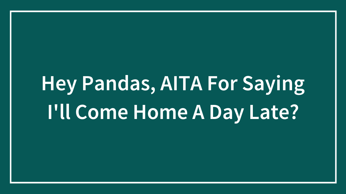Hey Pandas, AITA For Saying I’ll Come Home A Day Late? (Closed)