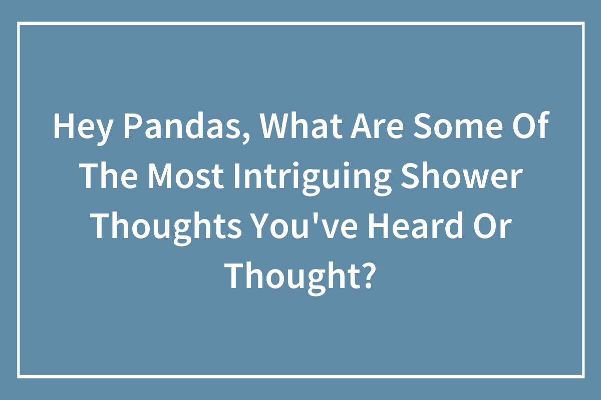 Hey Pandas, What Are Some Of The Most Intriguing Shower Thoughts Youve Heard Or Thought? (Closed) Bored Panda