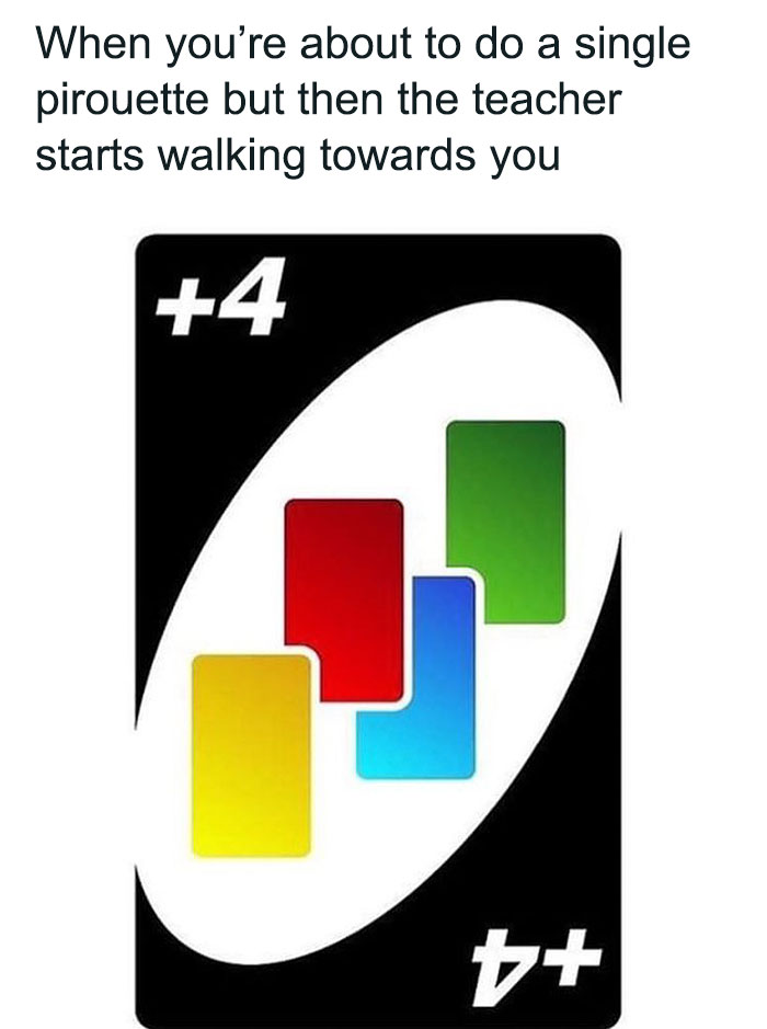 Plus four Uno card dance meme, showcasing humor in dance situations.