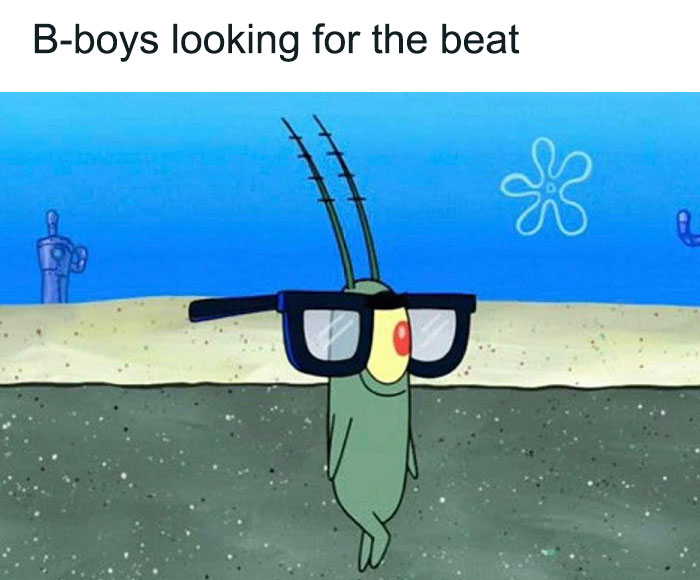 plankton looking through the middle of glasses meme