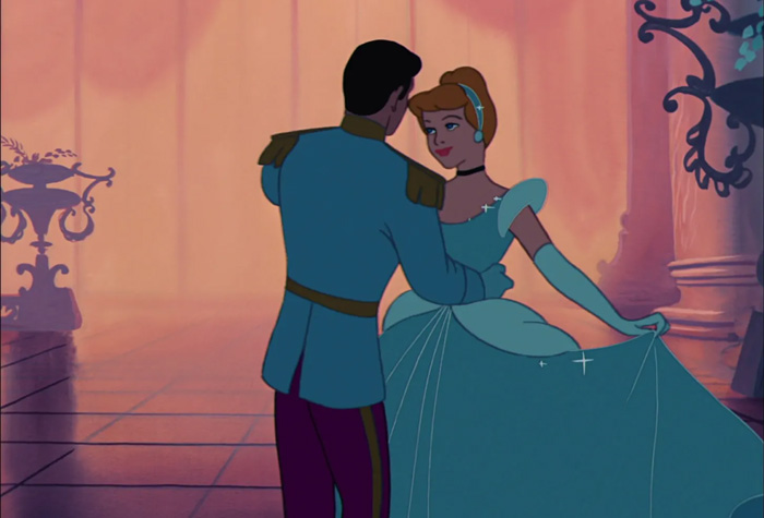 Cinderella dancing with Prince Charming 