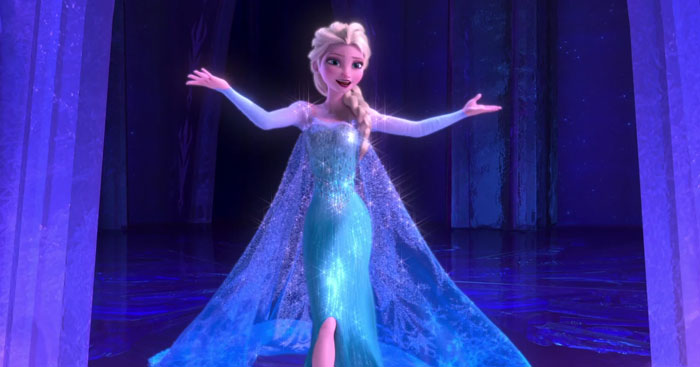Elsa singing in her castle