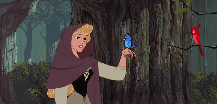 Aurora smiling in the forest 