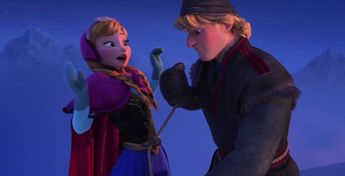 Anna looking happy with Kristoff 