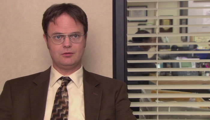 Dwight Schrute looking with conviction
