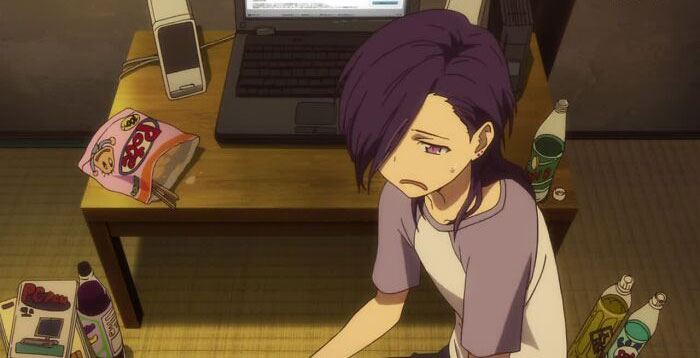 Lucifer sitting near computer and looks not happy from Devil Is A Part-Timer!