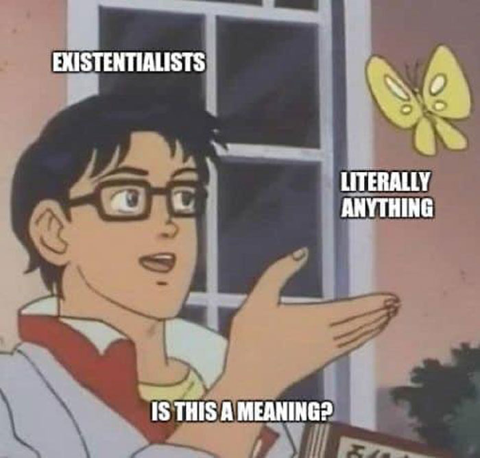 existentialists seeing everything as a meaning meme