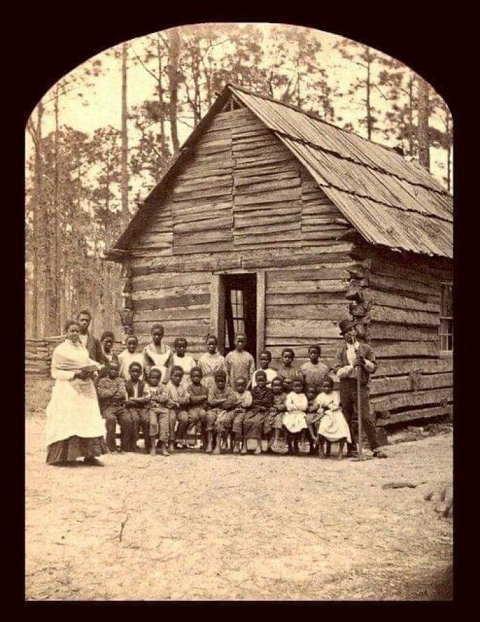 Escuela rural de una sola aula en Florida, 1870 aprox.