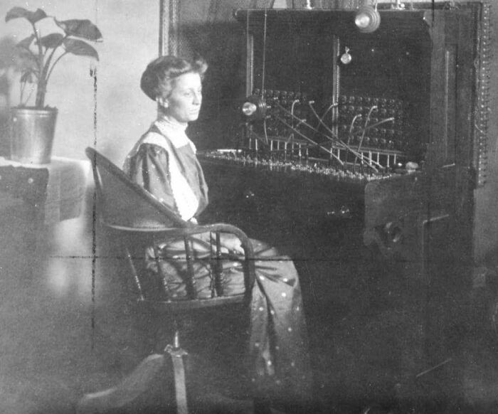 Woman At Her Switchboard In 1914