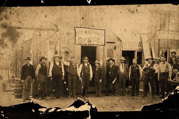 Lawmen Outside Of The City Marshall's Office In Guthrie, Oklahoma 1890s