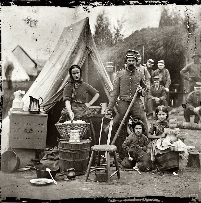 A Family At A Tent Camp In Washington, 1861