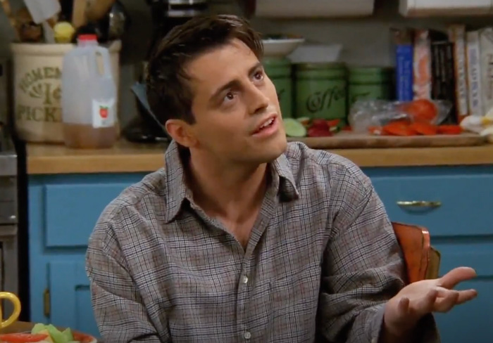 Joey wearing shirt in square print