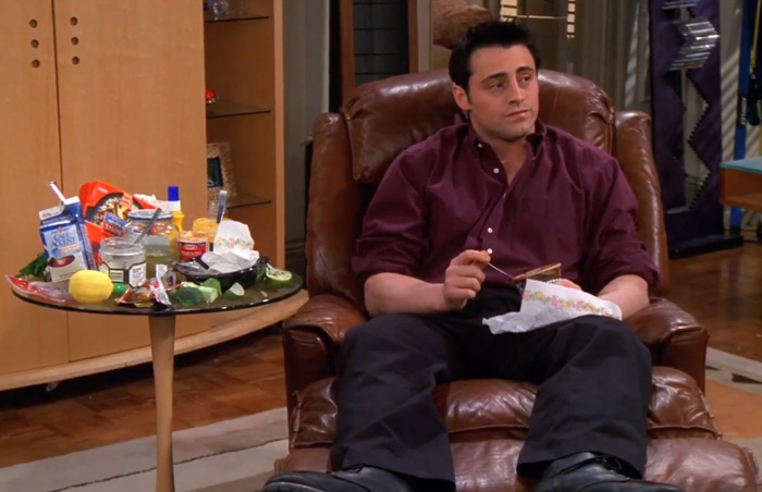 Joey eating spoiled food from the fridge 