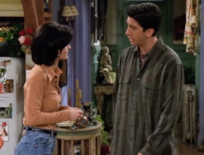 Monica and Ross talking 