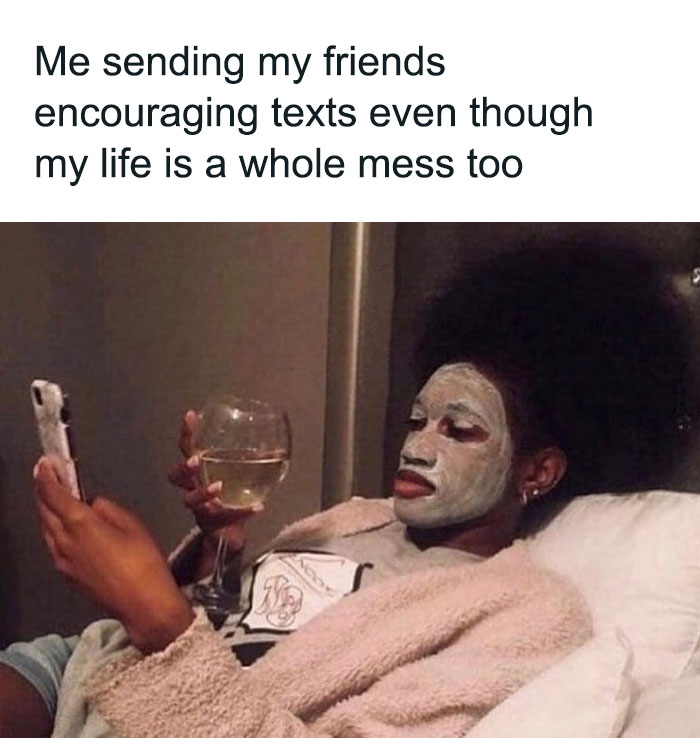 Unbothered with a facemask and a phone meme