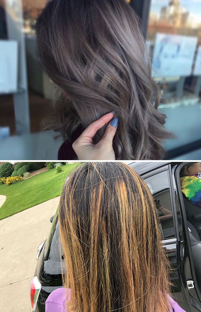 My Girlfriend Asked For A Balayage Ombré With The Color Of The First Photo. This Is What She Received