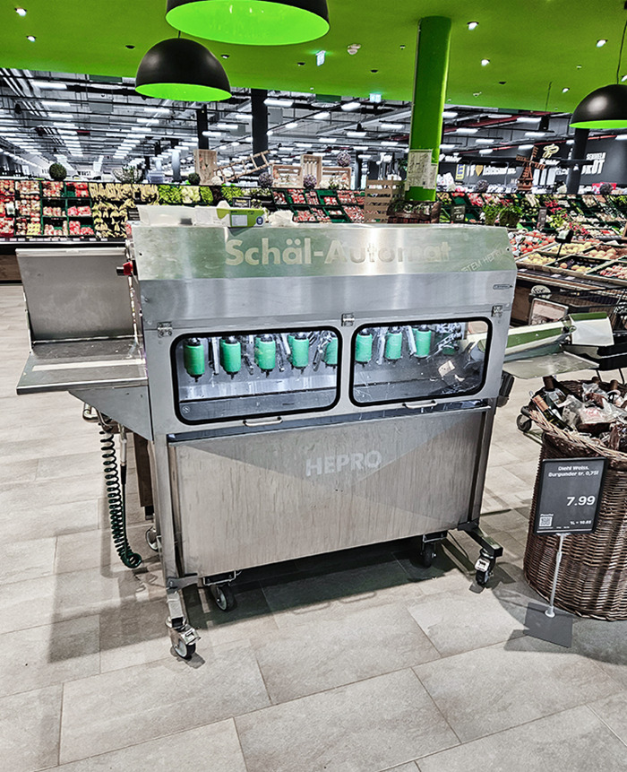 Asparagus Peeling Machine In A Supermarket, Germany