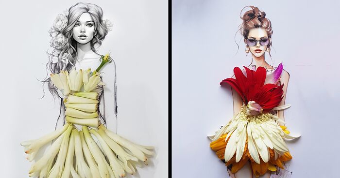 I Add Flower Petals And Leaves To Beautiful Illustrations, Here’s The Result (14 Pics)