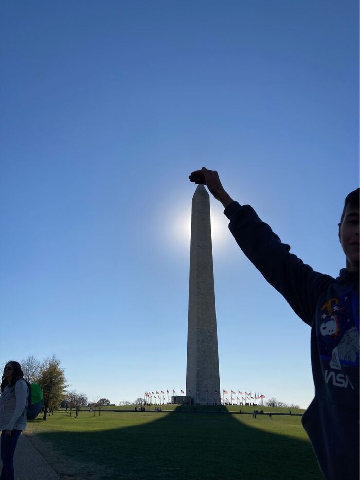 Me With My Hand On Top Of The Washington Monument