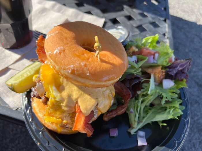 Amazing Donut Burger. Yes, It Was As Delicious And Amazing As It Looks
