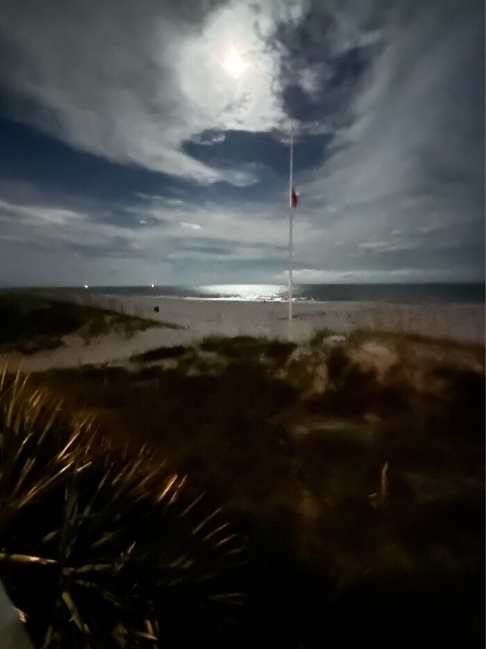 Full Moon Over The Beach While On Vacation