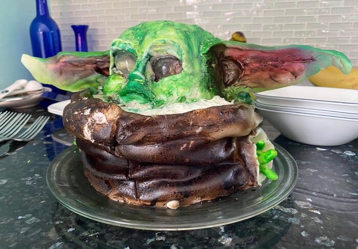 My Kids Told Me I Should Try Out For Nailed It! After This Beauty. Supposed To Be Grogu…