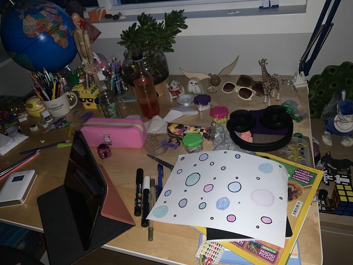 My Messy Desk Covered In Drawing Things :)