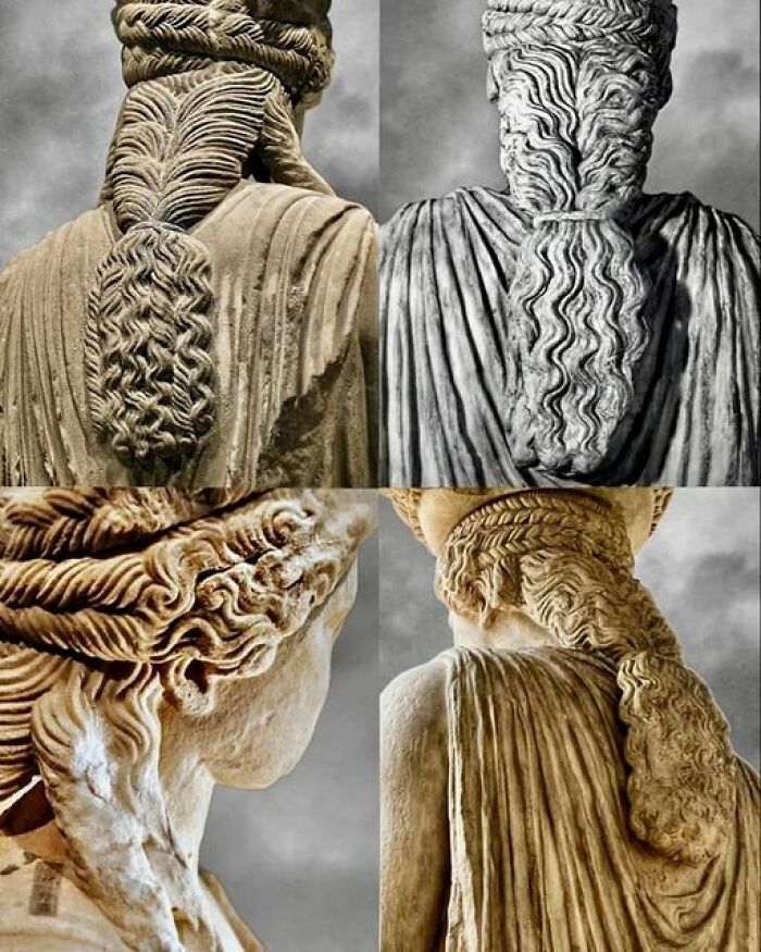 The Exquisite And Elegant Braided Hair Of The Caryatids. 421-406 Bc. Erechtheion/Acropolis Of Athens, Greece
