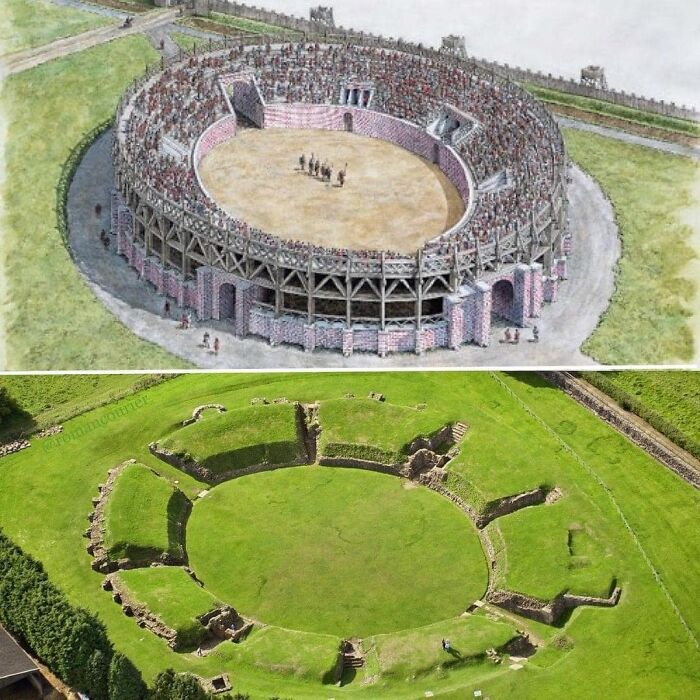 This Is What The Caerleon Amphitheatre (Wales) Would Have Looked Like In The Past