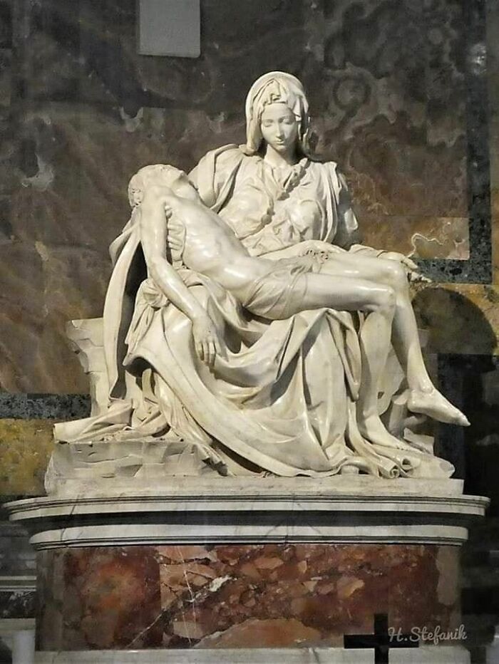 Michelangelo Buonarotti Was Only 23 Years Old When He Created The Famous Pietà. A French Cardinal Commissioned The Work And It Took Michelangelo Only Two Years To Complete (1498-1500). It Was Made From A Single Block Of Carrara Marble And It's The Only Sculpture The Artist Ever Signed