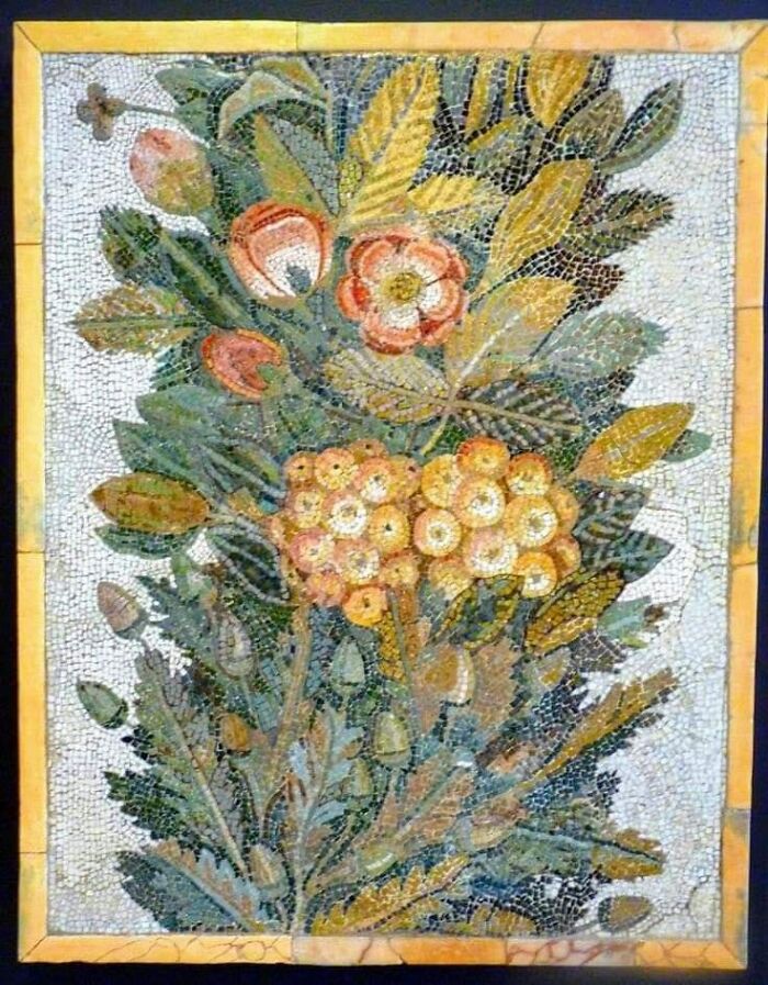 Floral Mosaic When I Saw This Roman Mosaic In Limestone And Glass Paste From The 1st Century Ad, I Couldn't Resist The Compulsion To Show It To You. On Display In The National Archaeological Museum Of Madrid