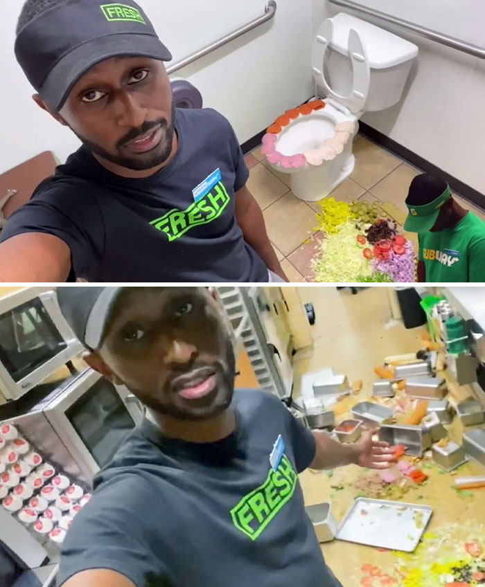 A Subway Worker Was Fired After He Recorded Himself Trashing The Restaurant, Walking On Top Of The Food With His Shoes On, And Placing Meat On The Toilet Seat