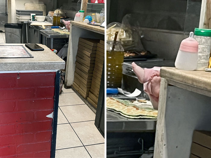 I've Picked Up A Pizza Order, And Is That A Baby On The Counter?