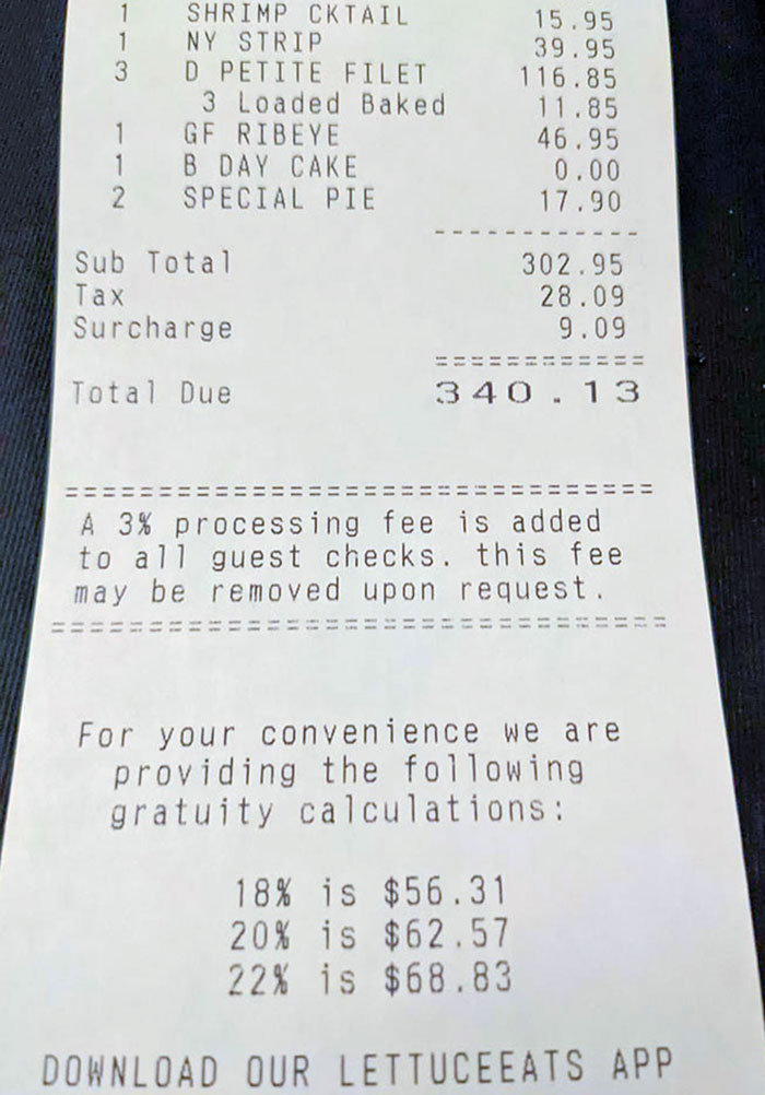 The Restaurant I Went To Added A 3% Fee Just Because, But If You Ask, They Can Take It Off