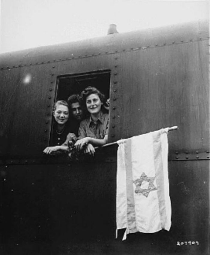 Three Jewish Children On Their Way To Palestine After Being Liberated From The Buchenwald Concentration Camp. The Girl On The Left Is From Poland, The Boy In The Center From Latvia, And The Girl On The Right From Hungary, 1945