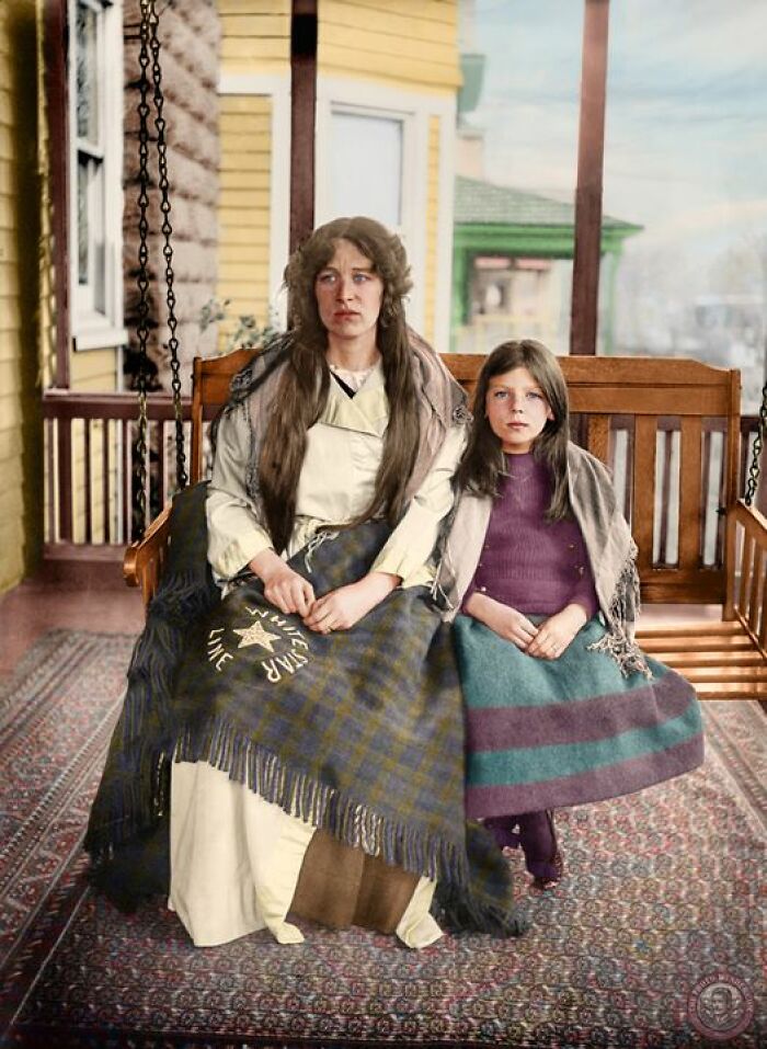 Titanic Survivors Marjorie And Charlotte Collyer In New York Immediately Following The Sinking Of The Liner In 1912. [colorized]