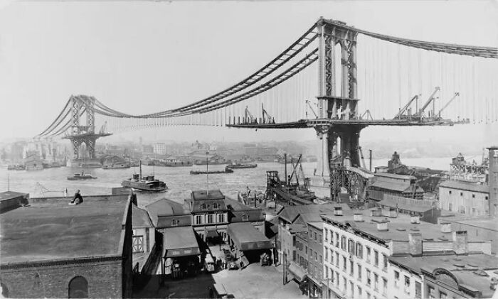 The Manhattan Bridge Is Under Construction. March 1909