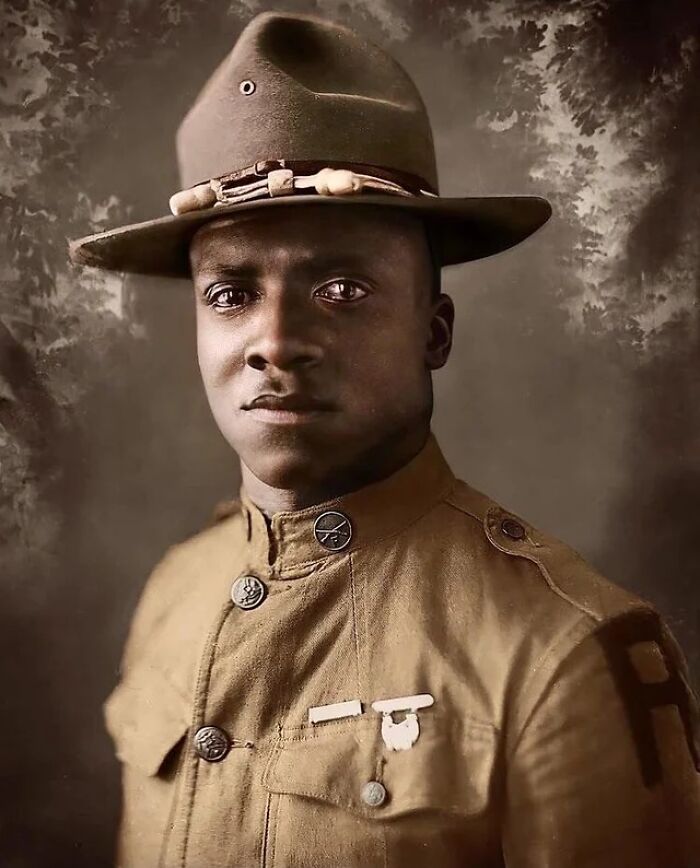 Retrato de un soldado estadounidense en 1918